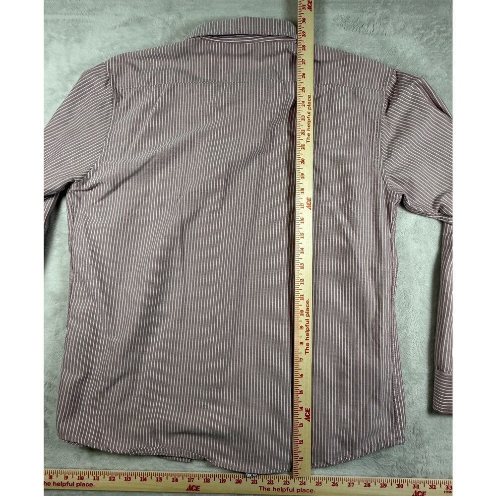 Craft + Flow Red/White Striped Long Sleeve Collard Button Up Mens XL - Picture 8 of 10
